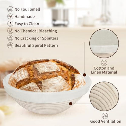 Sourdough Starter Kit with 10" Round and Oval Proofing Baskets (38 Count)