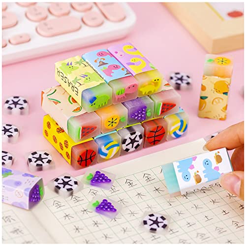 Cute Erasers for Kids Bulk 16 Pack Animal Food Fun Desk Pets Pencil Students School Supplies Prize Gifts Party Favors (16 个)