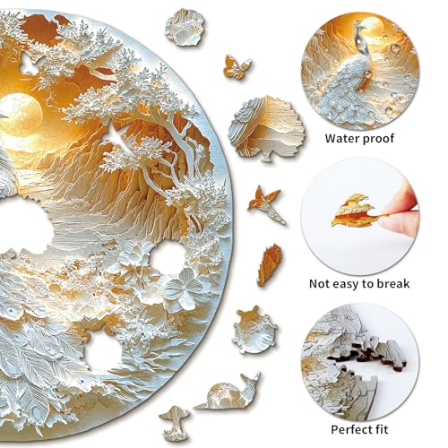 Wooden Puzzles Adults Peacock Jigsaw Puzzle 11.3 * 11.3in (200 Count)