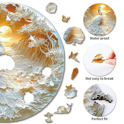 Wooden Puzzles Adults Peacock Jigsaw Puzzle 11.3 * 11.3in (200 Count)