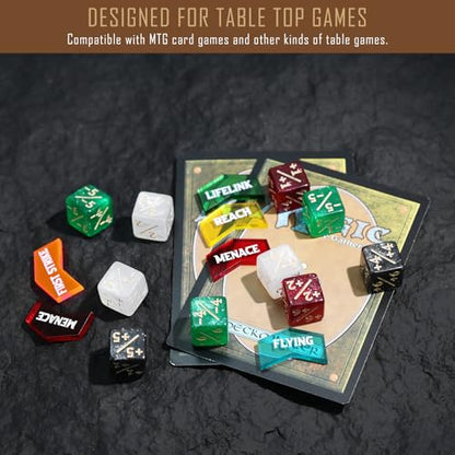 108PCS MTG Keyword Tokens & 12mm MTG Life Counter Dice Set for Magic Card
