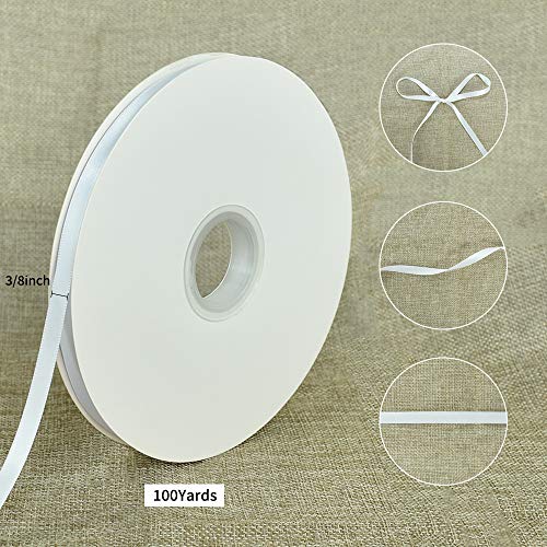 100yds 3 8 Inch White Satin Ribbon for Craft Gifts Wrapping (300 Foot)