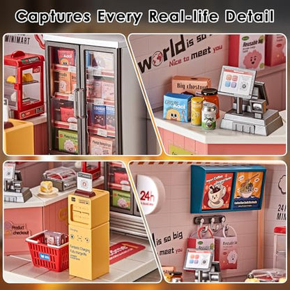 24 Hour Convenience Store DIY Miniature House Kit with Roof & LED Light