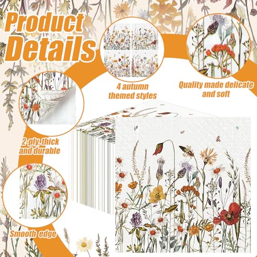 200 Pieces Fall Floral Cocktail Napkins 2 (200 Count)