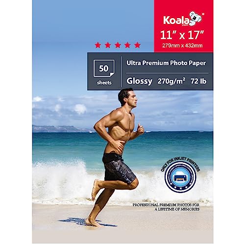 Photo Paper Resin Coated 11x17 In Glossy Photo Printer Paper 72lb (50 Count)