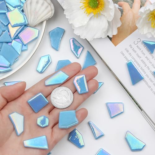 Iridescent Glass Mosaic Tiles for Crafts Bulk (7.05 Ounce)