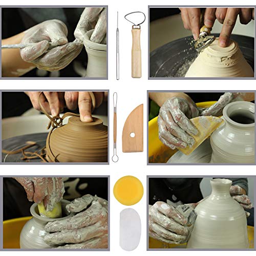 61Pcs Ceramic Clay Tools Kit Pottery Tools Clay Sculpting Shapers Carving Tool Set Contains Most Essential Wooden Clay Tools for Potters Beginners
