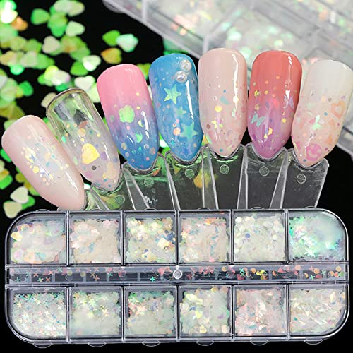 24 Grids Holographic Nail Sequins and 1 Pcs Tweezers