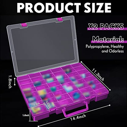 2 Pcs 48 Grids Plastic Bead Organizer Box with Divider (2 Count)