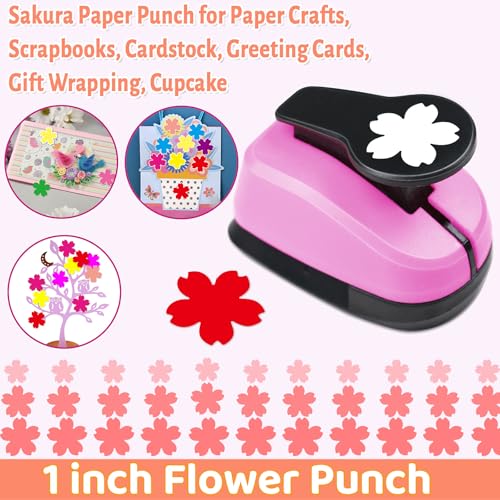 Flower Paper Punch Flower Hole Punch 1 inch Sakura Shape Hole Puncher for Paper Crafts Cherry Blossom Craft Punches for Scrapbook DIY Papers Projects