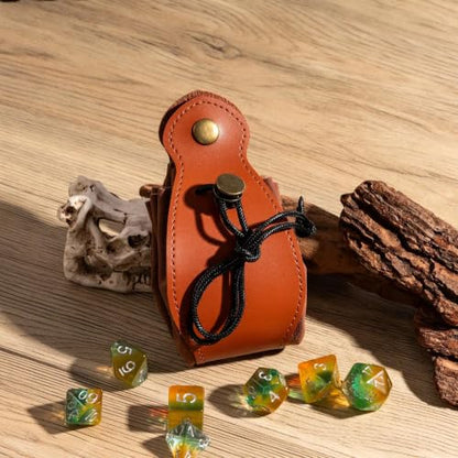 Brown Drawstring Dice Bag and Rolling Tray
