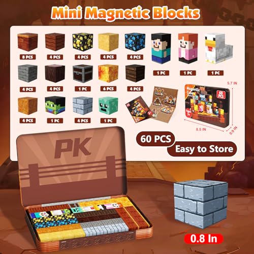60 PCS Magnetic Blocks with Metal Box