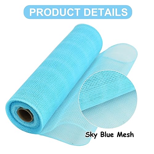 2 Rolls 10 Inch Light Blue Decorative Mesh Ribbbon Rolls (60 Foot)
