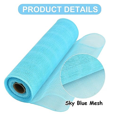 2 Rolls 10 Inch Light Blue Decorative Mesh Ribbbon Rolls (60 Foot)