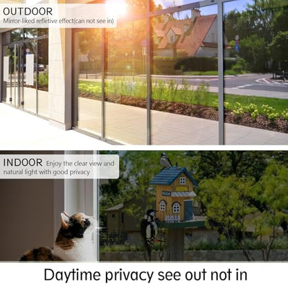 One Way Privacy Window Film Black Silver 23.6in x 6.5ft