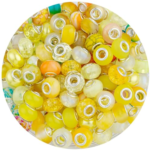 Yellow Mix Large Hole Beads (100 Count)