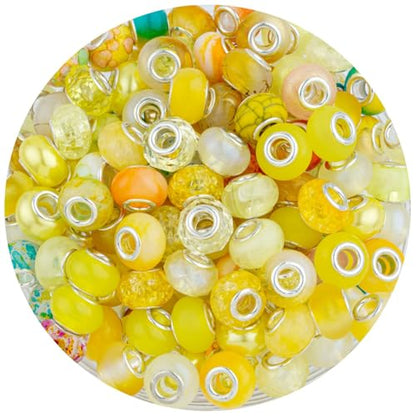 Yellow Mix Large Hole Beads (100 Count)