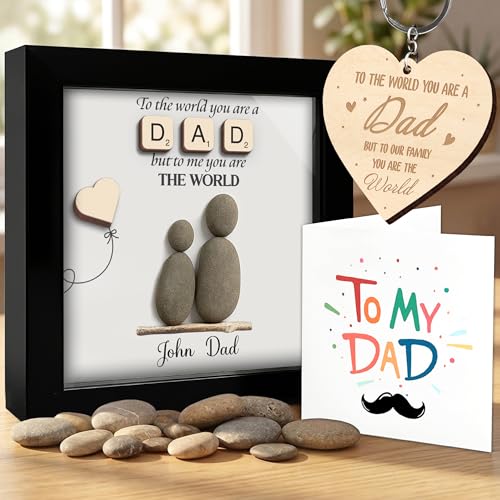 Personalized Dad Pebble Art Frame with Ornament