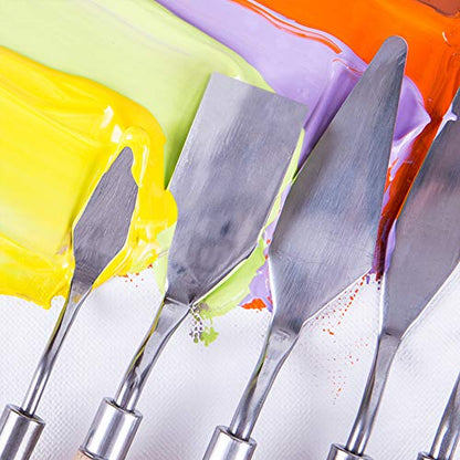11 Piece Stainless Steel Spatula Palette Knife Professional Palette Knife Painting Wood Handle (11 Count)