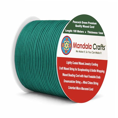 1mm Peacock Green Waxed Cord (327 Foot)