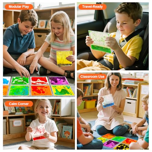 Squishy Liquid Sensory Tiles for Kids (9 Count)