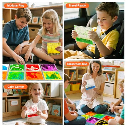 Squishy Liquid Sensory Tiles for Kids (9 Count)