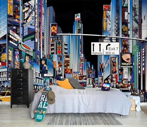 Hand Painted New York City Wallpaper wall murals for Bathroom 159"x107"