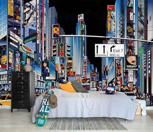 Hand Painted New York City Wallpaper wall murals for Bathroom 159"x107"