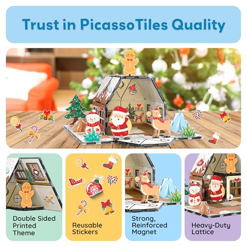 Magnetic Tiles Gingerbread House Holiday Character Action Figures Santa