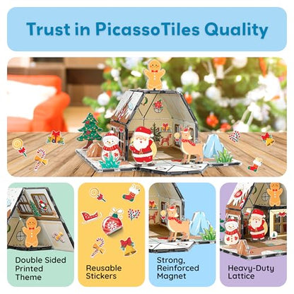 Magnetic Tiles Gingerbread House Holiday Character Action Figures Santa
