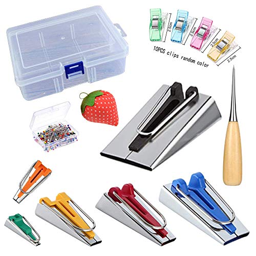 Fabric Bias Tape Maker Set of 19pcs Tools with Instruction (19 Count)