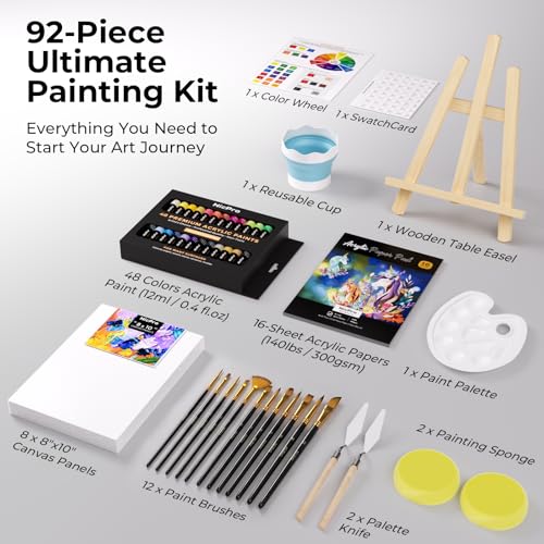 92PCS Acrylic Paint Canvas Set for Adults with 48 Paint for Artist (92 Count)