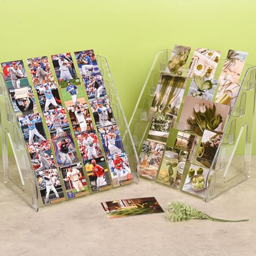 Elevated 5 Tier Clear Acrylic Card Display Stand for Trading Cards (25 card slots)