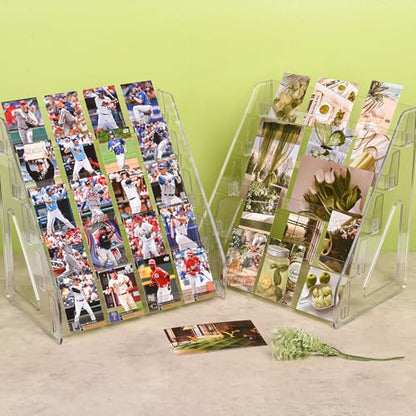2 Pack Elevated 5 Tier Clear Acrylic Card Display Stand for Trading Cards (50 Card Slots)