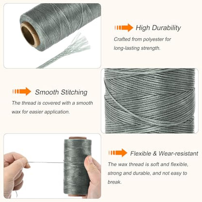 Waxed Thread 197 Yard 1mm 210D Flat Wax Thread Polyester Waxed String for Leather Sewing Hand Weaving Book Binding Home Decoration