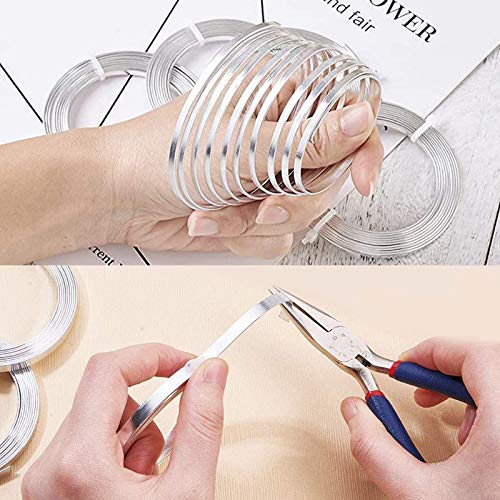 3 Rolls Flat Craft Wire Jewelry Wire Flexible Aluminum Wire Tarnish Resistant for Bezel Sculpting DIY Jewelry Craft Making (49.2 Foot)