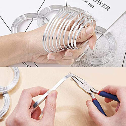 3 Rolls Flat Craft Wire Jewelry Wire Flexible Aluminum Wire Tarnish Resistant for Bezel Sculpting DIY Jewelry Craft Making (49.2 Foot)