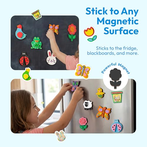 12 Wooden Magnet Creativity Arts & Crafts Painting Kit for Kids (12 Count)