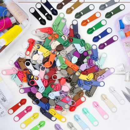 88Pcs Zippers Repair Kit Zipper Replacement 5# Zipper Pull Rescue Kit for Clothing Jackets Purses Luggage Backpacks (88 Count)