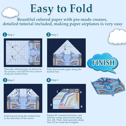 Paper Airplane Kits with 16 Classic Designs (32 Count)