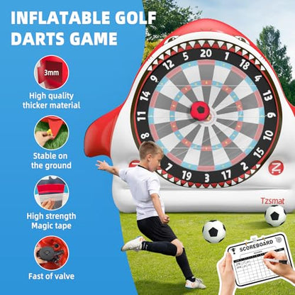 Inflatable Game Outdoor Giant Dartboard for Soccer Large Carnival Outdoor Games Giant Outdoor Game Activities Giant Yard Soccer Darts Games Red (4 Count)