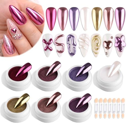 7 Colors Chrome Nail Powder (2.6 Ounce)