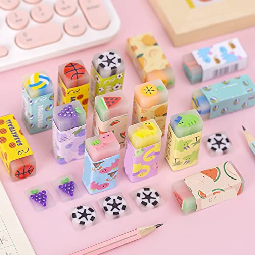 Cute Erasers for Kids Bulk 16 Pack Animal Food Fun Desk Pets Pencil Students School Supplies Prize Gifts Party Favors (16 个)