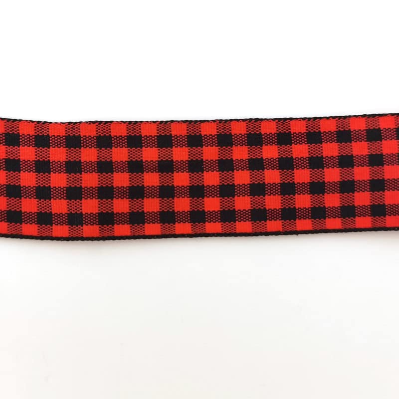 Red and Black Gingham Plaid Checked Ribbon 25 Yards Each Roll 100% Polyester