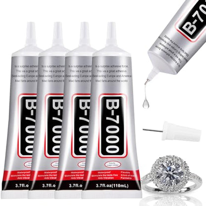 4 PCS 110ml B7000 Rhinestone Glue Clear (15.5 Fl Oz)
