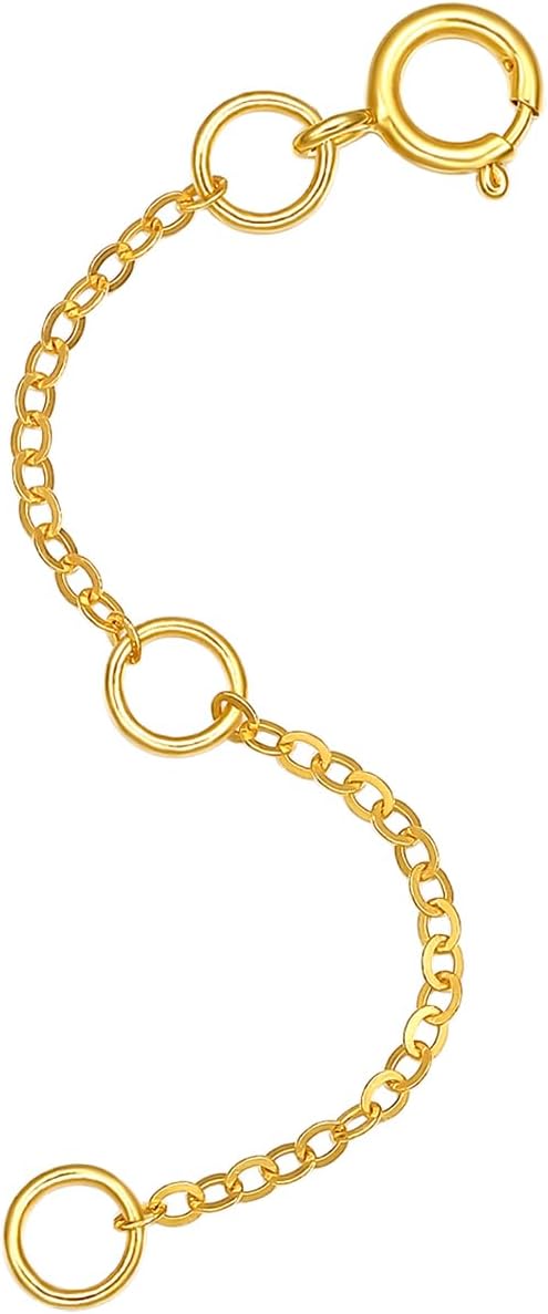ZHOU LIU FU 18K/750 Real Yellow Gold Extender for Necklace Bracelet Anklet Extenders for Jewelry Gold Extension for Women Men Durable Adjustable Chain Accessories 1.97Inch/5cm C218902