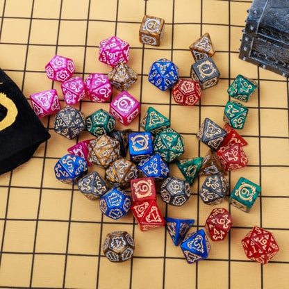DND Dice Set 42 Pcs Polyhedral Dungeons and Dragons Rolling Dice for D&D RPG MTG Table Games Dice Bulk with Colorful Drawstring Bags and Dice Tray (49 Count)