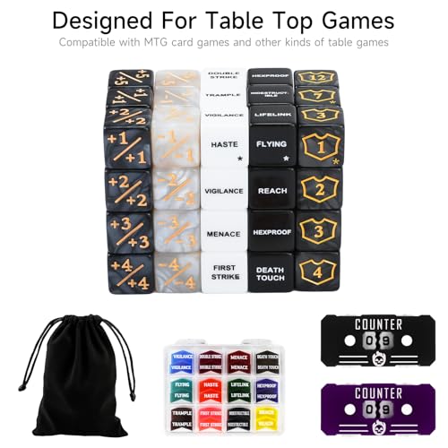 122Pcs MTG Dice Counters Keyword Counters Life Counter 1