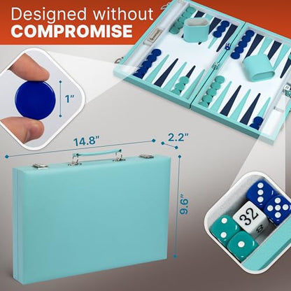 Large Turquoise Backgammon Set for Adults