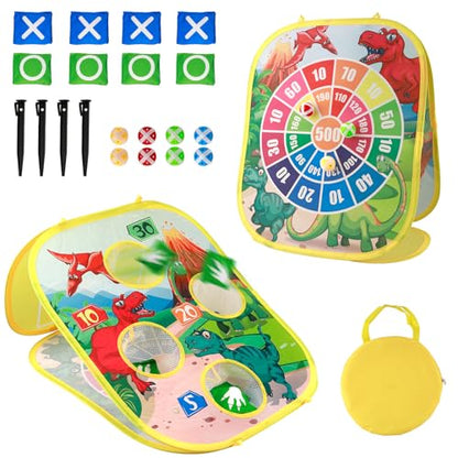 Bean Bag Toss Game Toy Indoor and Outdoor Dinosaur Toys for Kids 3 (20 Count)